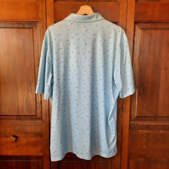 Straight Down Performance Light Blue Mariachi Print Golf Polo Shirt Size XL - Picture 10 of 13